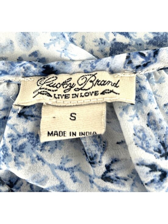 Lucky Brand Top Sz S Bohemian Print Floral Peasant Tunic Top Shirt Sheer - Picture 5 of 6